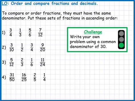 Compare And Order Fractions And Decimals