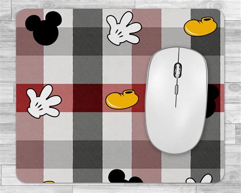 Mickey Plaid Pattern Mouse Pad Custom Mouse Pad Personalised Etsy