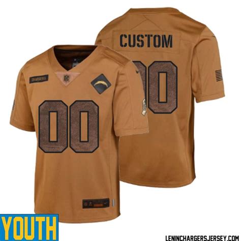 Youth Custom Brown Los Angeles Chargers 2023 Salute To Service Limited ...