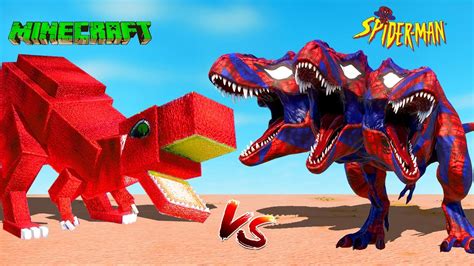 3Head Spiderman T Rex Vs Red Minecraft Spinosaurus Vs Lava Dragon I Rex