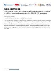 Ng Tube Placement Pdf Aide Memoire Nasogastric Tube Ngt