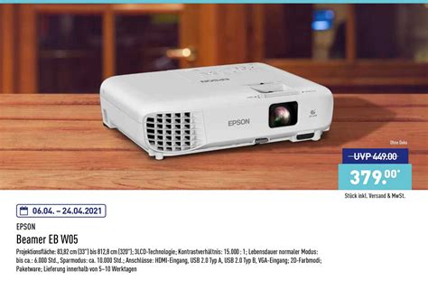 Epson Beamer Eb W Angebot Bei Aldi Nord