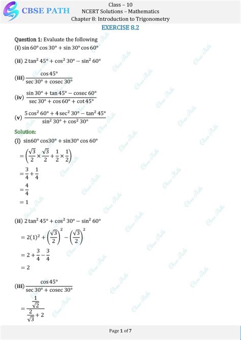 Ncert Solutions For Class 10 Maths Exercise 8 2 Introduction To