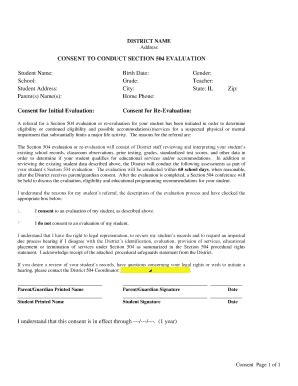 Fillable Online Consent To Conduct Section Evaluation Fax Email