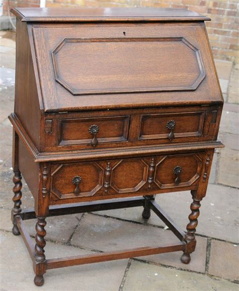 Writing Desk, antique, solid oak, lovely condition. Secret stowages. 3 ...