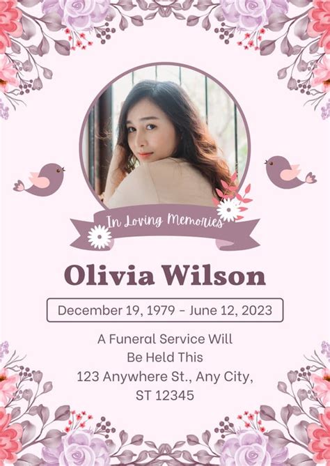 Page Free Printable Customizable Funeral Program Templates Canva