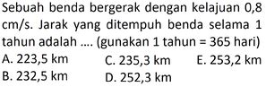 Sebuah Benda Bergerak Dengan Kelajuan Cm S Jarak Yan