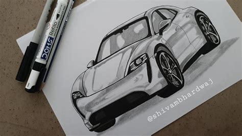 Time Lapse Drawing Porsche Taycan Turbo S Cross Turismo Porsche