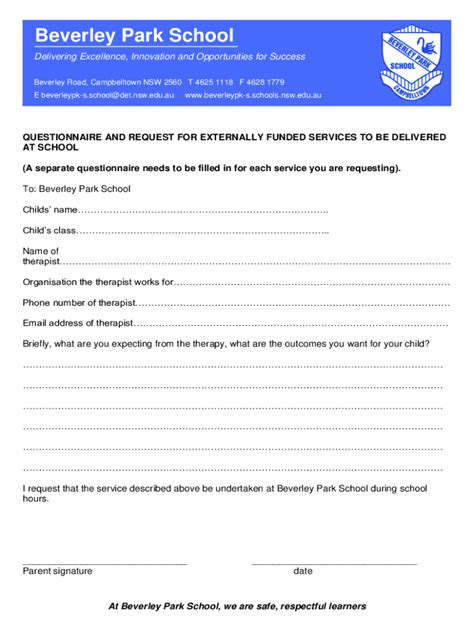 Fillable Online Beverley Park School Nsw Government Fax Email Print