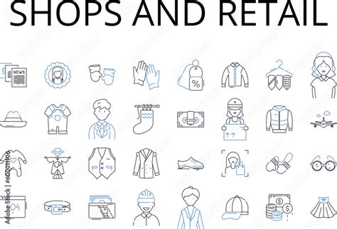 Shops And Retail Line Icons Collection Boutiques Stores Markets