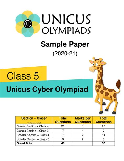 Unicus Cyber Olympiad Uco Class 5 Sample Paper