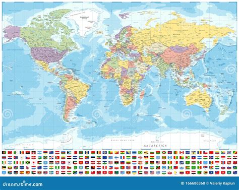 Weltkarte F R Politische Und Flaggen Vector Detaillierte