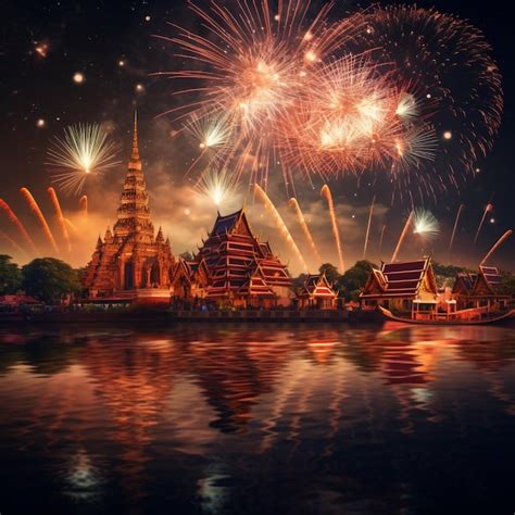 Premium AI Image | New Year Fireworks in Thailand