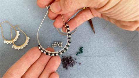 How To Add A Seed Bead And Crystal Edge To Hoop Earrings Youtube