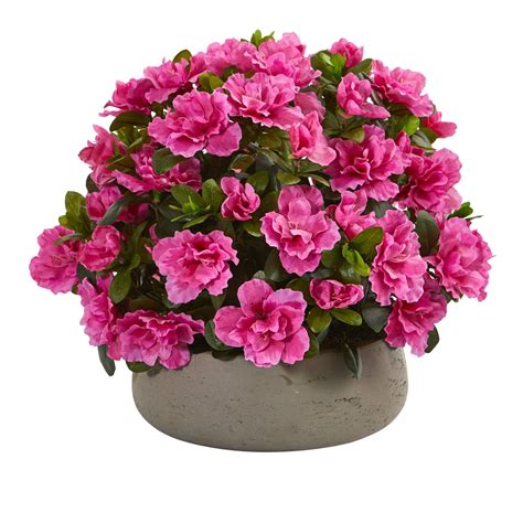 Azalea Artificial Plant In Stone Planter Nearly Natural