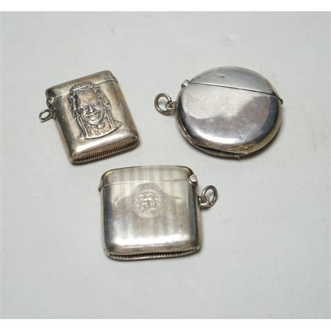 Three Assorted Late Th Early Th Century Silver Vesta Cases