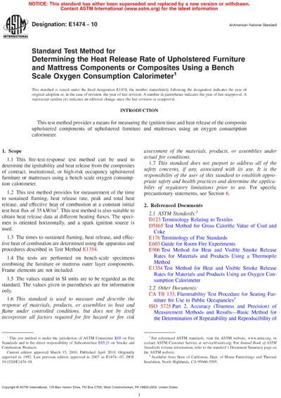 Astm E1474 10 Standard Test Method For Determining The Heat Release