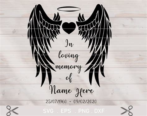 In Loving Memory Svg Angel Wings Svg Heart Halo Create Your Etsy