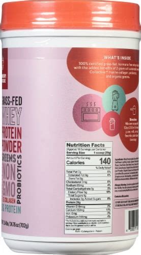 Natreve Strawberry Shortcake Grass Fed Whey Protein Powder 154 Lbs