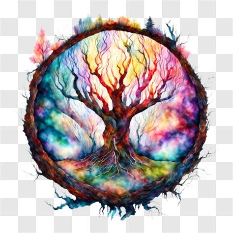 Download Colorful Tree in Abstract Circular Frame PNGs Online - Creative Fabrica