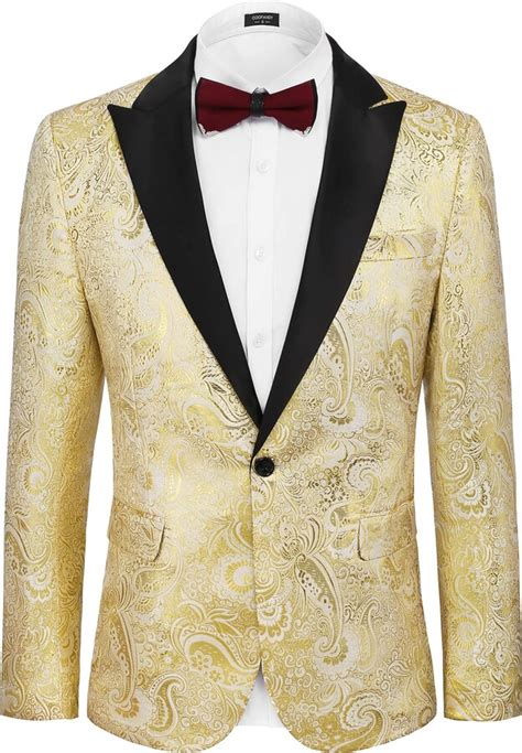 Coofandy Mens Floral Tuxedo Paisley Suit Jacket Dress Dinner Party