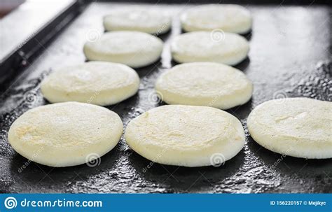 Raw Uncooked Arepas, Traditional Colombian Dish, at a Street Food ...