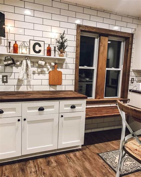 Butchers Block Countertops In Subway Tile Kitchen Soul Lane