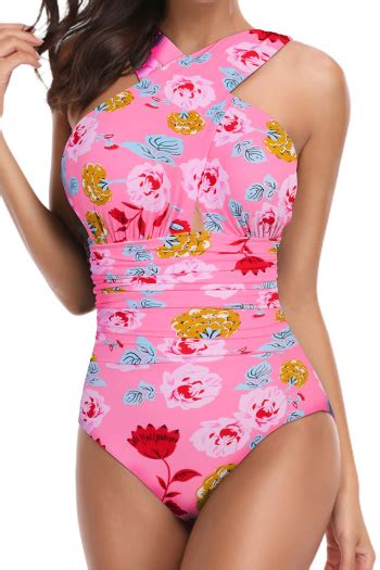 Wholesale Padded Deep V Cross One Piece Sexy Swimsuit 076078