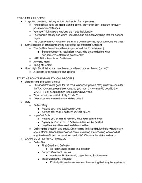 09 27 17 COMM 1500 Notes ETHICS AS A PROCESS In Applied Contexts