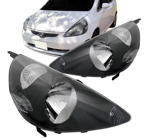 Par Farol Honda Fit Mascara Negra