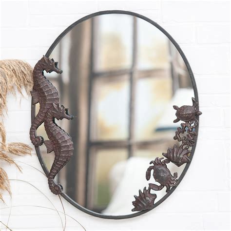 Black Forest Decor Seahorse Oval Wall Mirror Home And Kitchen