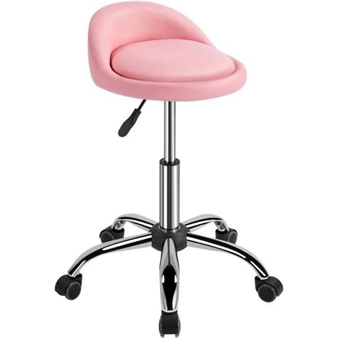 Yaheetech Tabouret De Travail Roulettes Rose R Glable Pivotant Chaise