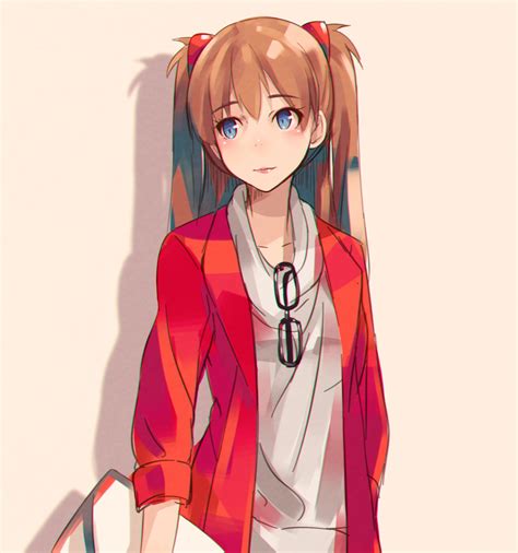 Safebooru 1girl Blue Eyes Brown Hair Casual Collarbone Glasses On Shirt Hair Ornament Jacket