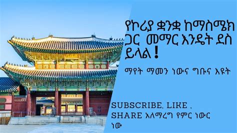 Ethio Korea Language Courseበማስሜክ Youtube