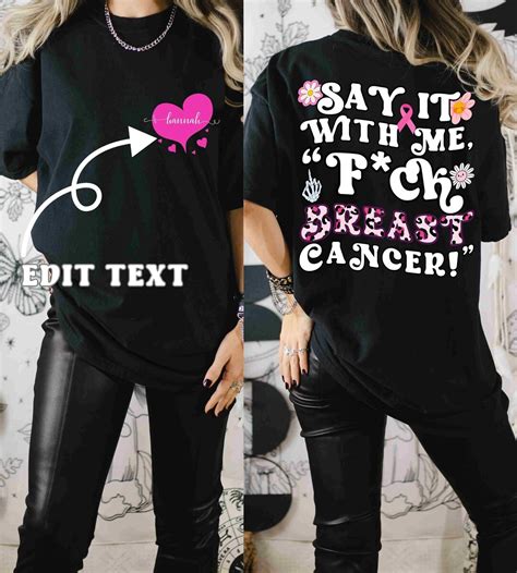 Custom Fuck Cancer Tee Retro Fck Breast Cancer Tshirt Custom Back Front Breast Cancer Awareness
