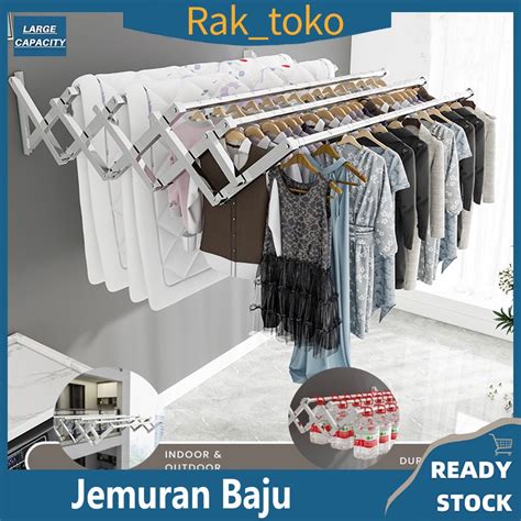 Jual Single Jemuran Baju Dinding Lipat Stainless Steel Gantungan