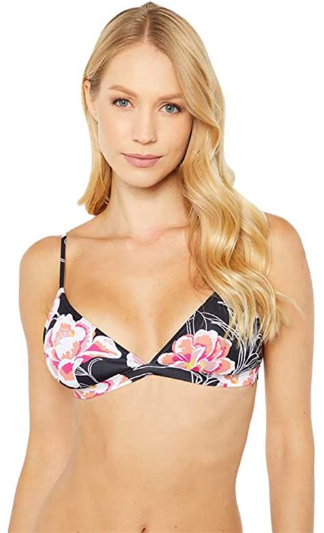 Roxy Printed Beach Classics Fixed Triangle Bikini Top Anthracite