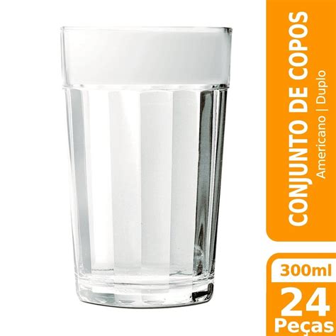 Conjunto de Copos 300ml Americano Long Drink 24 Peças Nadir Linha