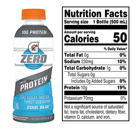 Gatorade Zero With Protein, Zero Sugar, Electrolytes, Cool Blue, 16.9 ...