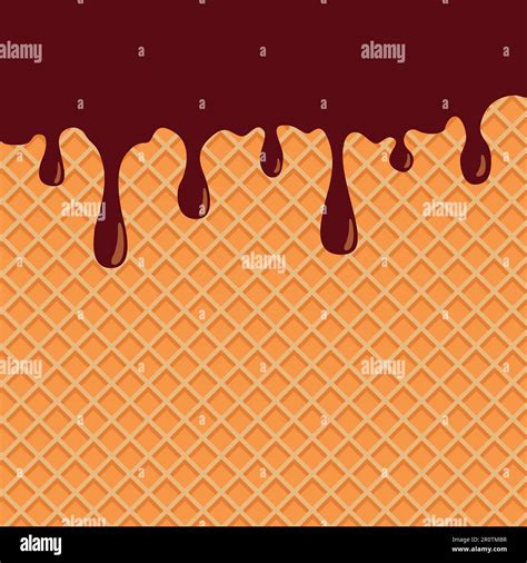 Wafer And Flowing Chocolate Vector Background Sweet Texture Soft