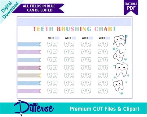 Teeth Brushing Chart Brush Your Teeth Tooth Chart Brush - Etsy