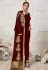 Maroon Faux Georgette Center Slit Anarkali Suit 8002