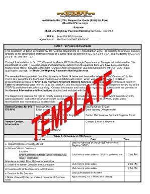 Fillable Online Invitation To Bid Itb Request For Quote Rfq Bid