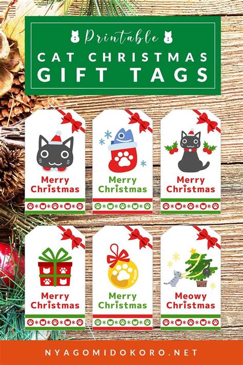 Santa Cats And Christmas Ornaments Gift Tags Set Of 6 Nyagomidokoro