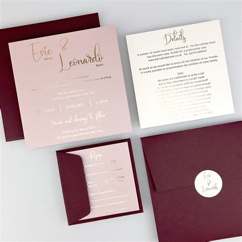 Evie Wedding Invitation Purples Reds Golds Pure Invitation