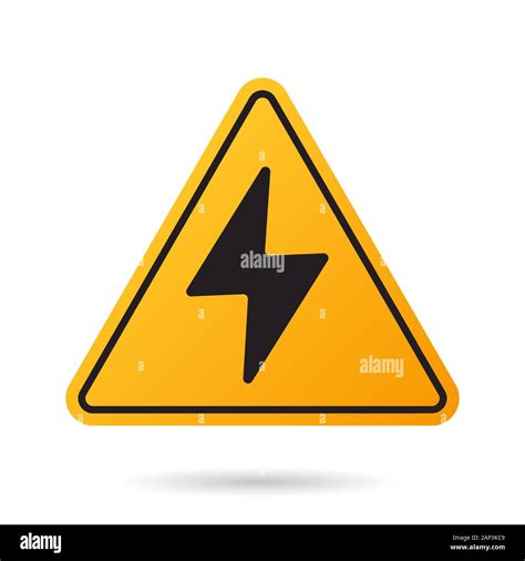 High Voltage Icon Bolt Warning Triangular Yellow Sign High Voltage Symbol Isolated On White