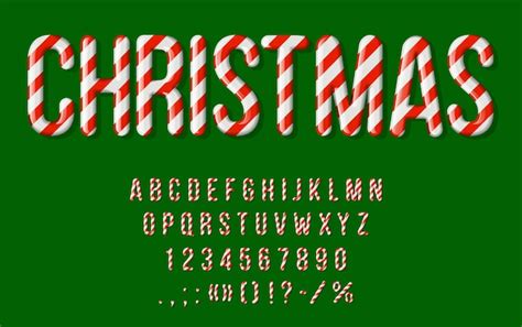 Premium Vector Candy Cane Font Christmas Type And Lollipop Typeface