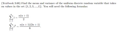 Solved Textbook 3 68 Find The Mean And Variance Of The Chegg