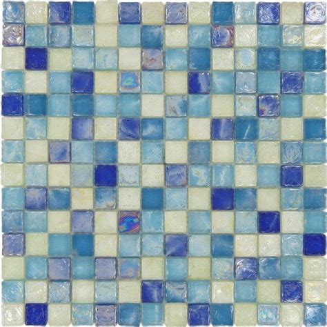 Altto Glass X Blue Square Glossy Iridescent Glass Tile