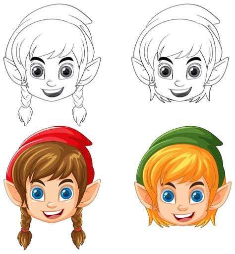 Esquema De Doodle De Dibujos Animados Lindo Duende Vector Gratis